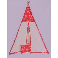 Kırmızı Ahşap Çocuk Çadırı, Oyun Evi ve Kamp Tarzı Oyun Alanı