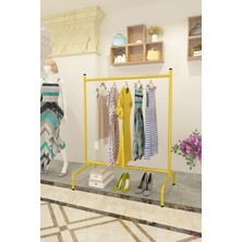 Ayaklı Askılık Konfeksiyon Askısı Metal Konfeksiyon Elbise Askılığı Eşek Askılık -Gold