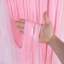 Eğitici Oyuncak Soft Pembe Püsküllü Kapı Perdesi - Parti, Baby Shower, Cinsiyet Partisi 1x2 M