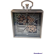 Şık 27 cm Metal Çarklı Masa Saati, Modern ve Kullanışlı Tasarım
