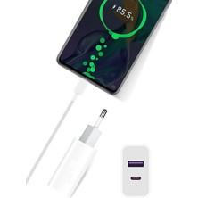 Type - C + Usb Giriş Şarj Adaptörü 50W QC3.0 Pd Hızlı Şarz Iphone Xiaomi Huawei Samsung Oppo Uyumlu