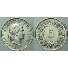 Banknoting Isviçre 5 Rappen 1971 Çilaltı Kondisyon.