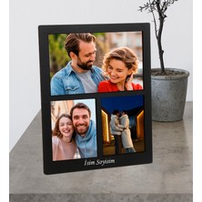 Kişiye Özel Premium Masaüstü 3 Fotoğraflı Masaüstü Ahşap Kolaj Çerçeve