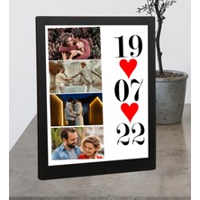 Masaüstü Siyah Tarih Tasarımlı 4 Fotoğraflı Ahşap Mdf Resimli Kolaj Çerçeve