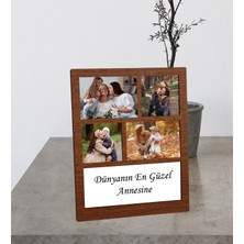 Anneler Gününe Özel 4 Fotoğraflı Kendi Mesajını Oluştur Ahşap Kolaj Çerçeve (Kahverengi)