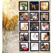Kişiye Özel 15 Adet 8,5x8.5 Sök Tak Fotoğraflı Siyah Çerçeve