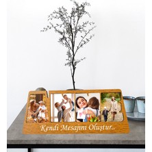 Kişiye Özel 4 Fotoğraflı Anne Tasarım  Kendi Mesajını Oluştur Ahşap Masaüstü Kolaj Çerçeve