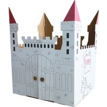 Beyaz Prigo Karton Şato ve Boyama Evi, Eğlenceli ve Yaratıcı Çocuk Oyunu Seti