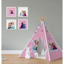 Renkli Çocuk Bebek Oyun Çadırı, Pembe Zemin, Elsa ve Anna Temalı, Eğlenceli Oyun Alanı