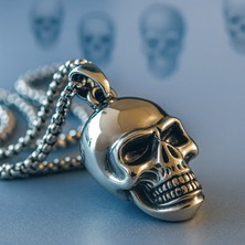 Paslanmaz Çelik Skull Kafatası Kolye