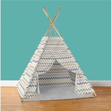 Beyaz Ahşap Zigzag Oyun Çadırı, Eğlenceli ve Güvenli Oyun Alanı