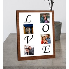 Kişiye Özel Masaüstü 4 Fotoğraflı Love Tasarım Ahşap Mdf Resimli Kolaj Çerçeve