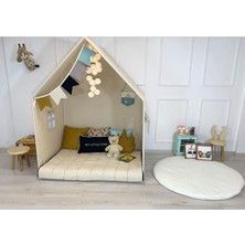 Bej Renkli Montessori Oyun Evi, Perdesiz ve Güvenli, Çocuklar Için Eğlenceli Tasarım