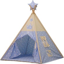 Mavi Beyaz Yıldızlı Kızıldereli Çadırı, Çocuklar Için Eğlenceli Oyun Alanı