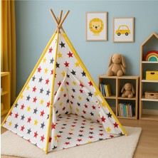 Sarı Ahşap Kızılderili Bebek ve Çocuk Oyun Çadırı, Eğlenceli ve Güzel Tasarım