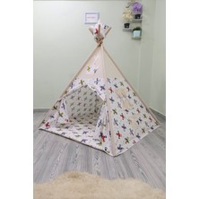 Renkli Uçaklı Çocuk Oyun Çadırı, Eğlenceli ve Sabitlenebilir Tasarım