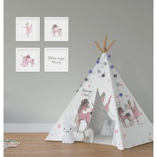 Renkli Çocuk Bebek Odası Oyun Çadırı, Unicorn ve Balerin Teması, Eğlenceli Tasarım