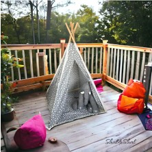 Renkli Kız Çocuk Oyun Çadırı, Alt Minder 75 Cm, Eğlence ve Oyun Alanı