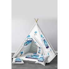 Mavi Kızıldereli Çocuk Odası Oyun Çadırı, Renkli ve Eğlenceli Tasarım