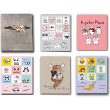 A5 P.p Kapak 40 Yaprak Kareli Dikişli Desenli Defter Seti