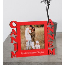 Annelere Özel Canım Annem Tasarımlı Kırmızı Masaüstü Ahşap Mdf Fotoğraflı Çerçeve