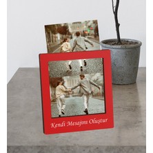 Kişiye Özel Polaroid 6 Fotoğraflı Kırmızı Masaüstü Ahşap Mdf Çerçeve Fotoğraf Albümü
