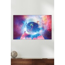 Renkli Boyalı Astronot Yatay Cam Tablo, Modern Ev Ofis Dekoru, Hediyelik Duvar Dekorasyonu, Kırılmaz
