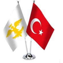Asilmeydan Avrupa Hun Imparatorluğu ve Türkiye İkili Saten Masa Bayrağı