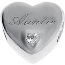 Kadın Hala ve Teyze Sevgisi Temalı Kalp Model Gümüş Charm