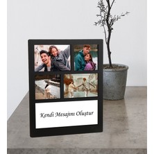 Kişiye Özel 4 Fotoğraflı Kendi Mesajını Oluştur Ahşap Kolaj Çerçeve