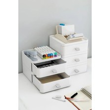 Çok Katlı Beyaz Makyaj ve Takı Organizeri, Çekmeceli ve Çok Amaçlı Tasarım