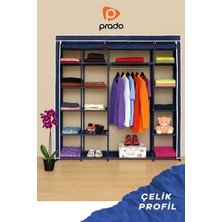 Prado Stark Xtra Çift Yandan Raflı Çelik Profil Bez Dolap Lacivert