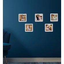 Kişiye Özel 5 Adet 8,5x8.5 Sök Tak Fotoğraflı Beyaz Çerçeve