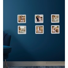 Kişiye Özel 6 Adet 8,5x8.5 Sök Tak Fotoğraflı Beyaz Çerçeve