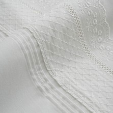 Ecocotton Liva Battal Boy Nevresim Takımı  Organik Pamuk Saten Brodeli Krem 240x220 cm