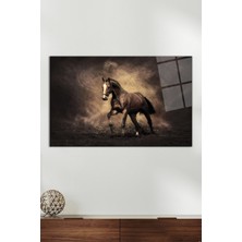 Şık Cesur Koşan At Yatay Cam Tablo, Modern Ev Ofis Dekoru, Hediyelik Duvar Dekorasyonu, Kırılmaz Cam