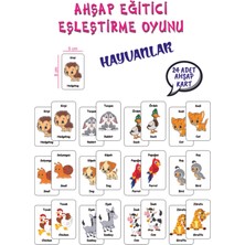 Sevimli Hayvanlar Ahşap Hafıza Kartları 12 Hayvan, Türkçe ve Ingilizce, Eğitici Oyun