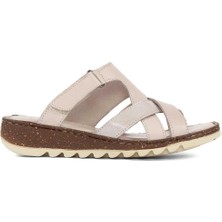 Kadın Vizon Cırtlı Deri Terlik