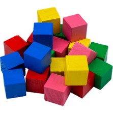 Renkli Ahşap Küp Bloklar, 20 Adet, Eğlenceli ve Güvenli Oyun Seti