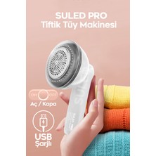 Suled Tiftik Tüy Toplama Makinesi USB Şarjlı Kazak Kumaş Elbise Tüy Toplayıcı Beyaz