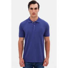 Ds Damat Regular Fit Mor %100 Pamuklu Uzun Ömürlü Kıvrılmaz Polo Yaka Nakışlı T-Shirt