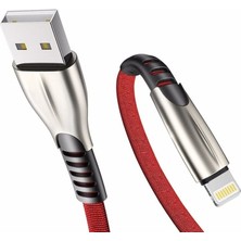 Metal Başlıklı Örgülü 1 M 3A Lightning Data & Hızlı Şarj Kablosu