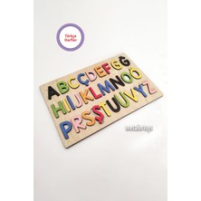 Ahşap Türkçe Büyük Harfler Eğitici Bultak Puzzle Öğrenme Seti Renkli Altın Tasarım ile Eğlenceli