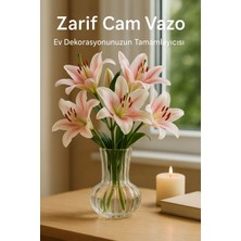 El Yapımı Şeffaf Cam Vazo – Papatya, Gül, Lilyum Için Dekoratif Vazo 12 cm