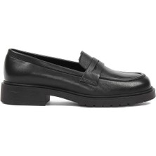 Kadın Siyah Deri Loafer