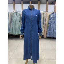 65002 Yakası Fırfır Detaylı Kol Ucu Lastikli Kot Ferace #06-25#