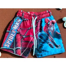 Erkek Çocuk Karakter Baskılı Bağcıklı Içi Ağ Fileli Deniz ve Havuz Şortu