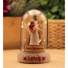 Renkli Işıklı Melek Cam Fanus Öğretmenler Günü Hediyesi