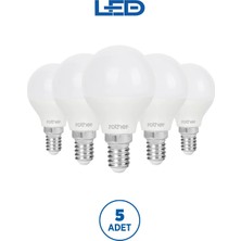 ROTHER RTL09211-5 Rother G45 LED Ampul 6W E14 470 Lümen 4000K Gün Işığı Enerji Tasarruflu Ampul 5 Adet