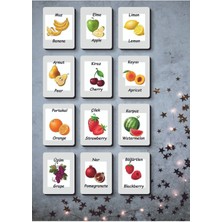 Ahşap Zeka Kartları Meyve Eşleştirme Puzzle Oyunu Türkçe-Ingilizce